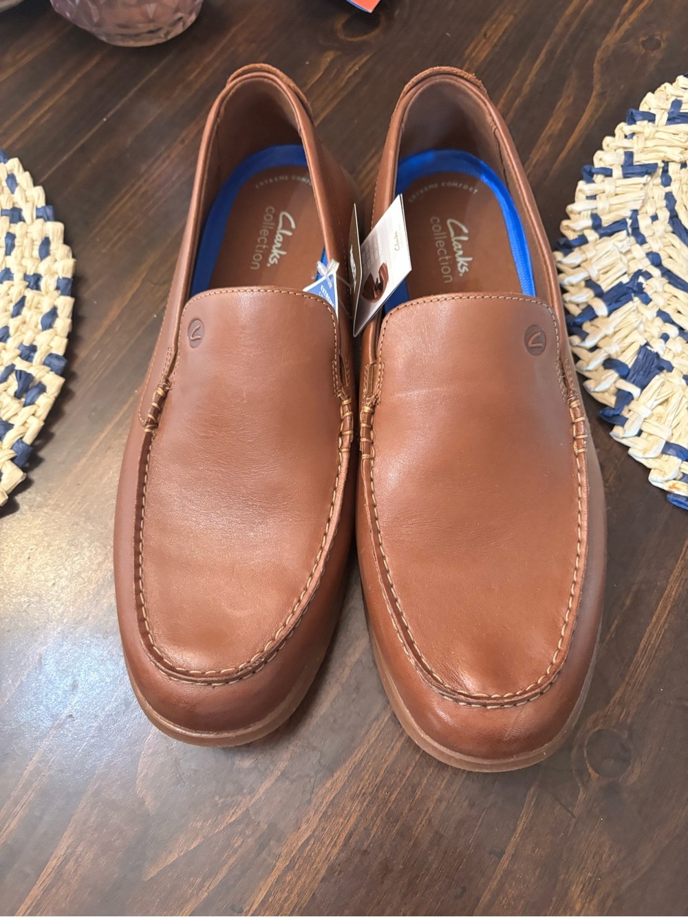 Clarks Men’s Tan-Brown Leather Slip-On Loafers